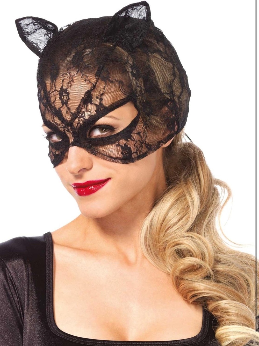 Leg Avenue Halloween Black Lace Cat Ear Mask